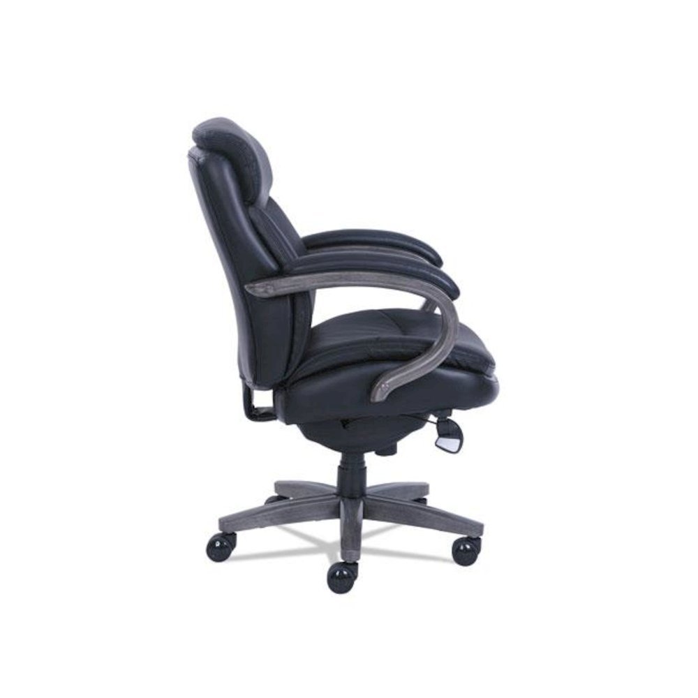 Woodbury Mid-Back Executive Chair, Supports Up to 300 lb, 18.75" to 21.75" Seat Height, Black Seat/Back, Weathered Gray Base. Picture 3