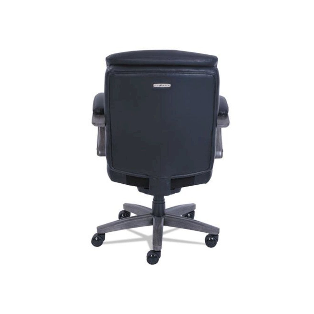 Woodbury Mid-Back Executive Chair, Supports Up to 300 lb, 18.75" to 21.75" Seat Height, Black Seat/Back, Weathered Gray Base. Picture 4