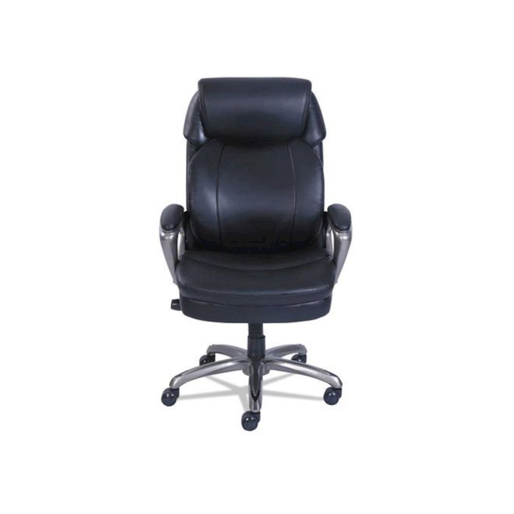 Cosset High-Back Executive Chair, Supports Up to 275 lb, 18.75" to 21.75" Seat Height, Black Seat/Back, Slate Base. Picture 4