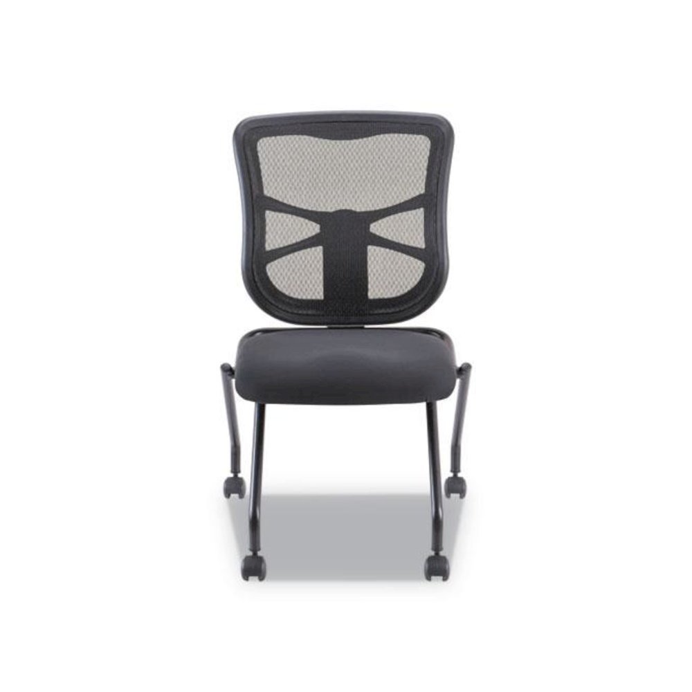 Alera Elusion Mesh Nesting Chairs, Supports Up to 275 lb, 18.1" Seat Height, Black Seat, Black Back, Black Base, 2/Carton. Picture 2
