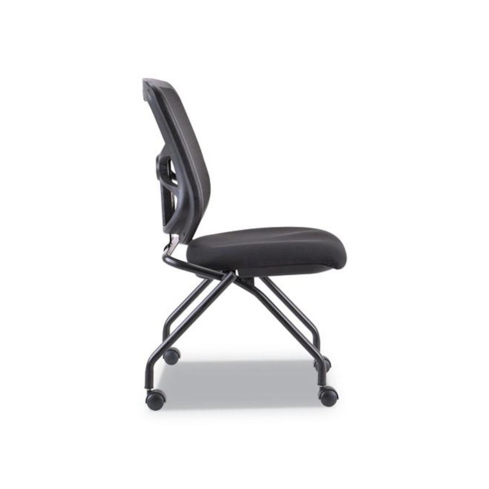 Alera Elusion Mesh Nesting Chairs, Supports Up to 275 lb, 18.1" Seat Height, Black Seat, Black Back, Black Base, 2/Carton. Picture 3