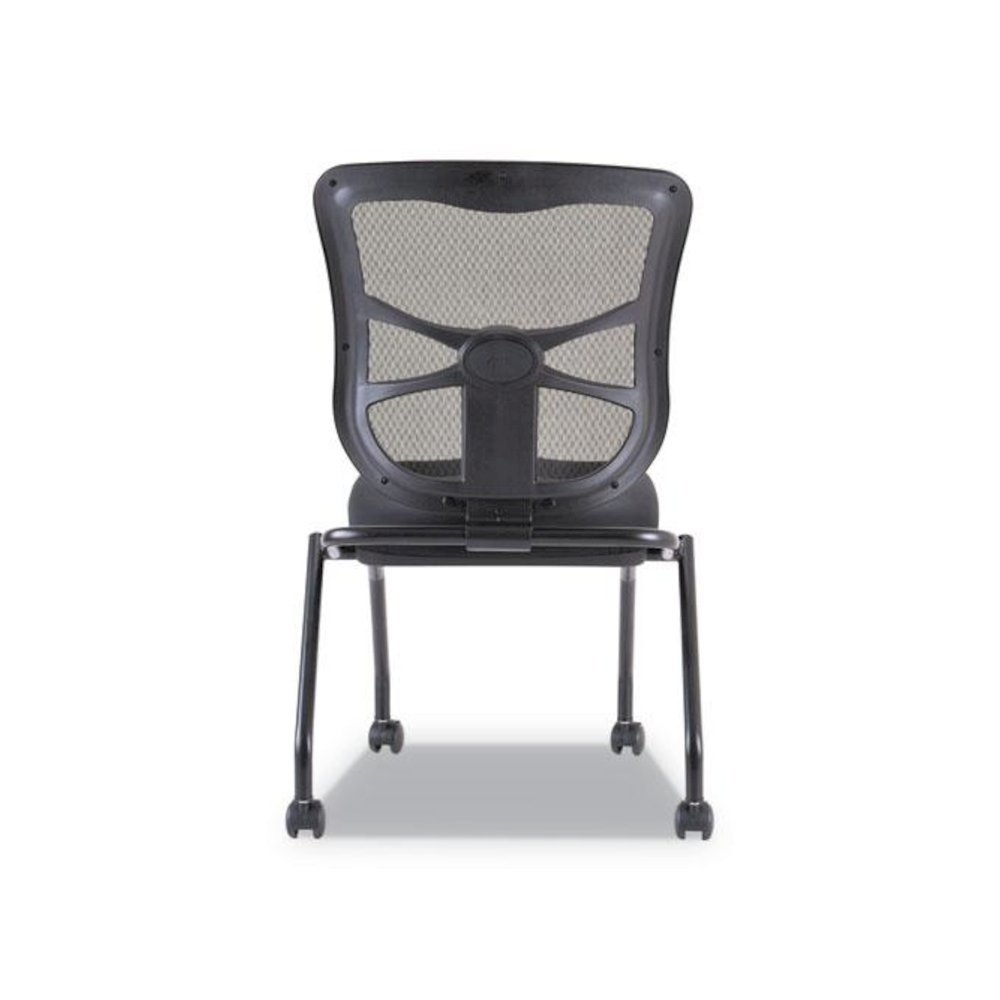 Alera Elusion Mesh Nesting Chairs, Supports Up to 275 lb, 18.1" Seat Height, Black Seat, Black Back, Black Base, 2/Carton. Picture 4