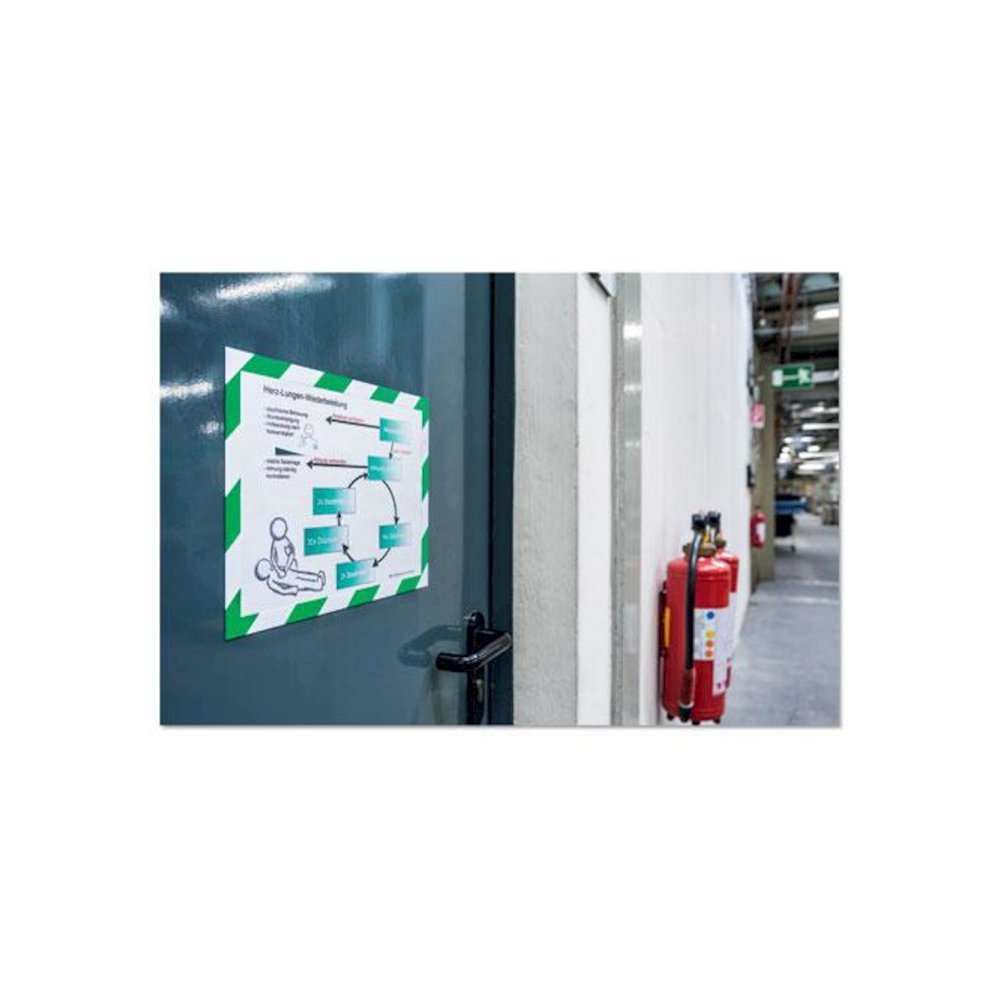 DURAFRAME Security Magnetic Sign Holder, 8.5 x 11, Green/White Frame, 2/Pack. Picture 4