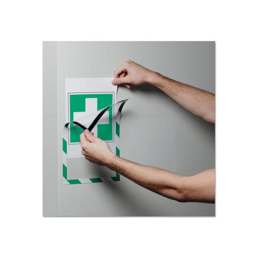 DURAFRAME Security Magnetic Sign Holder, 8.5 x 11, Green/White Frame, 2/Pack. Picture 5