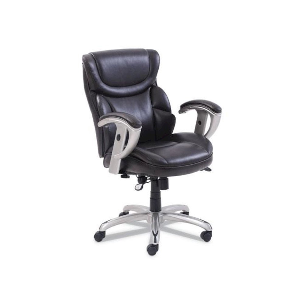 Emerson Task Chair, Supports Up to 300 lb, 18.75" to 21.75" Seat Height, Brown Seat/Back, Silver Base. Picture 1