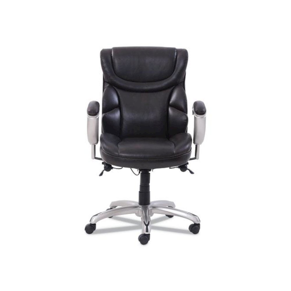 Emerson Task Chair, Supports Up to 300 lb, 18.75" to 21.75" Seat Height, Brown Seat/Back, Silver Base. Picture 2