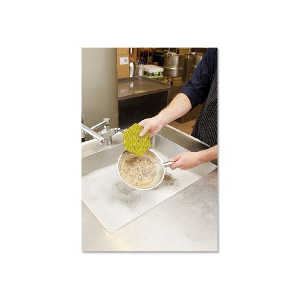 Dual Purpose Scour Pad, 5" x 5", Gray/Yellow, 15/Carton. Picture 4