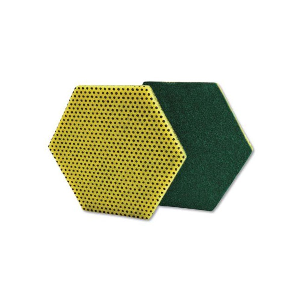 Dual Purpose Scour Pad, 5" x 5", Gray/Yellow, 15/Carton. Picture 1