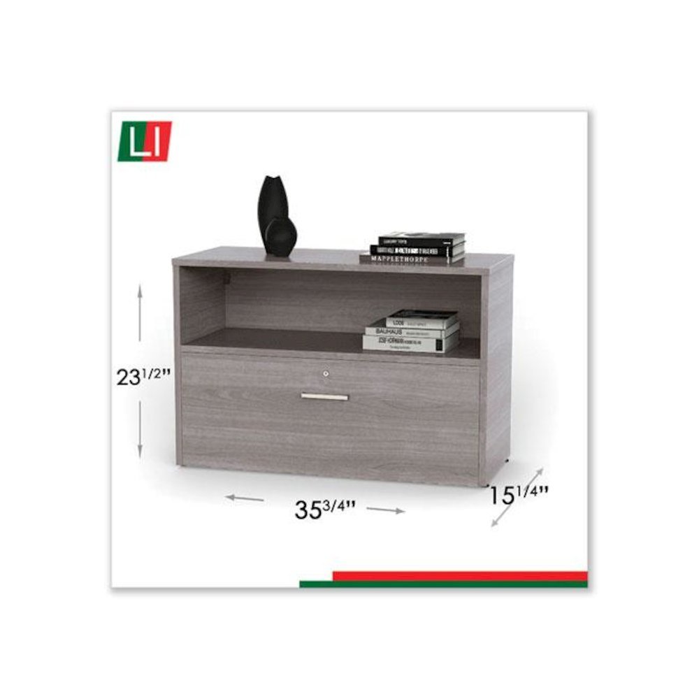 Urban Series Cabinet Credenza Pedestal with Lateral File, 35.25w x 15.25d x 23.75h, Ash. Picture 3