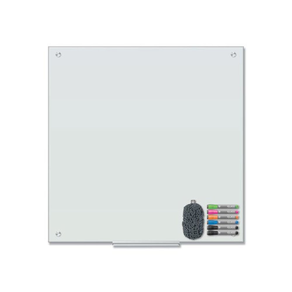 Magnetic Glass Dry Erase Board Value Pack, 36" x 36" (Actual Size: 35" x 35"), Frosted White Surface. Picture 1