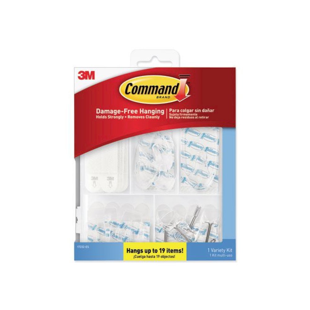Clear Hooks and Strips, Assorted Sizes, Plastic, 0.05 lb; 2 lb; 4-16 lb Capacities, 16 Picture Strips/15 Hooks/22 Strips/Pack. Picture 1