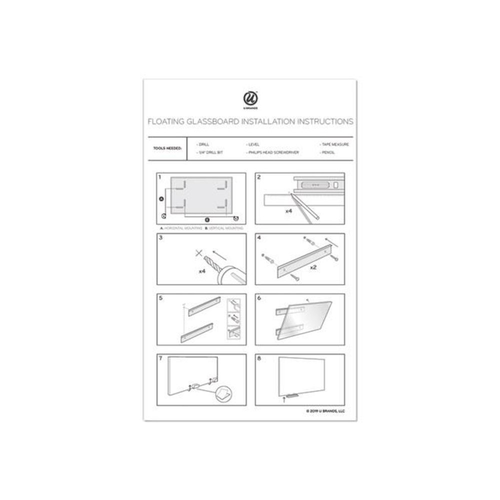 Floating Glass Dry Erase Board, 48" x 36" (Actual Size: 47" x 35"), White Surface. Picture 6