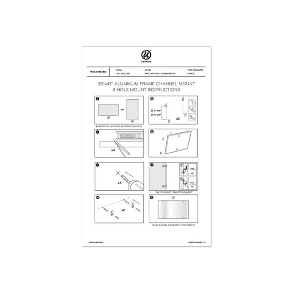 PINIT Magnetic Dry Erase Board, 48" x 36" (Actual Size: 47" x 35"), White Surface, Satin Aluminum Frame. Picture 6