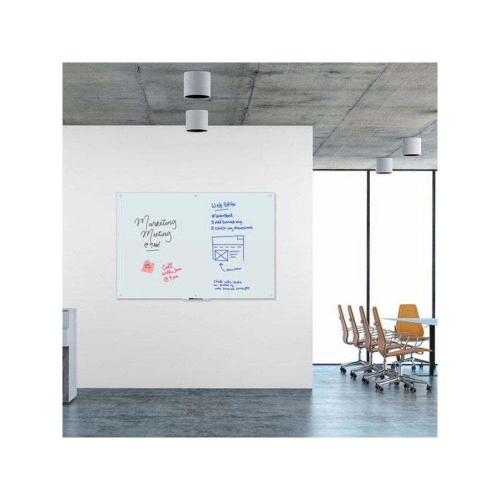 Magnetic Glass Dry Erase Board Value Pack, 72" x 48" (Actual Size: 70" x 47"), Frosted White Surface. Picture 2