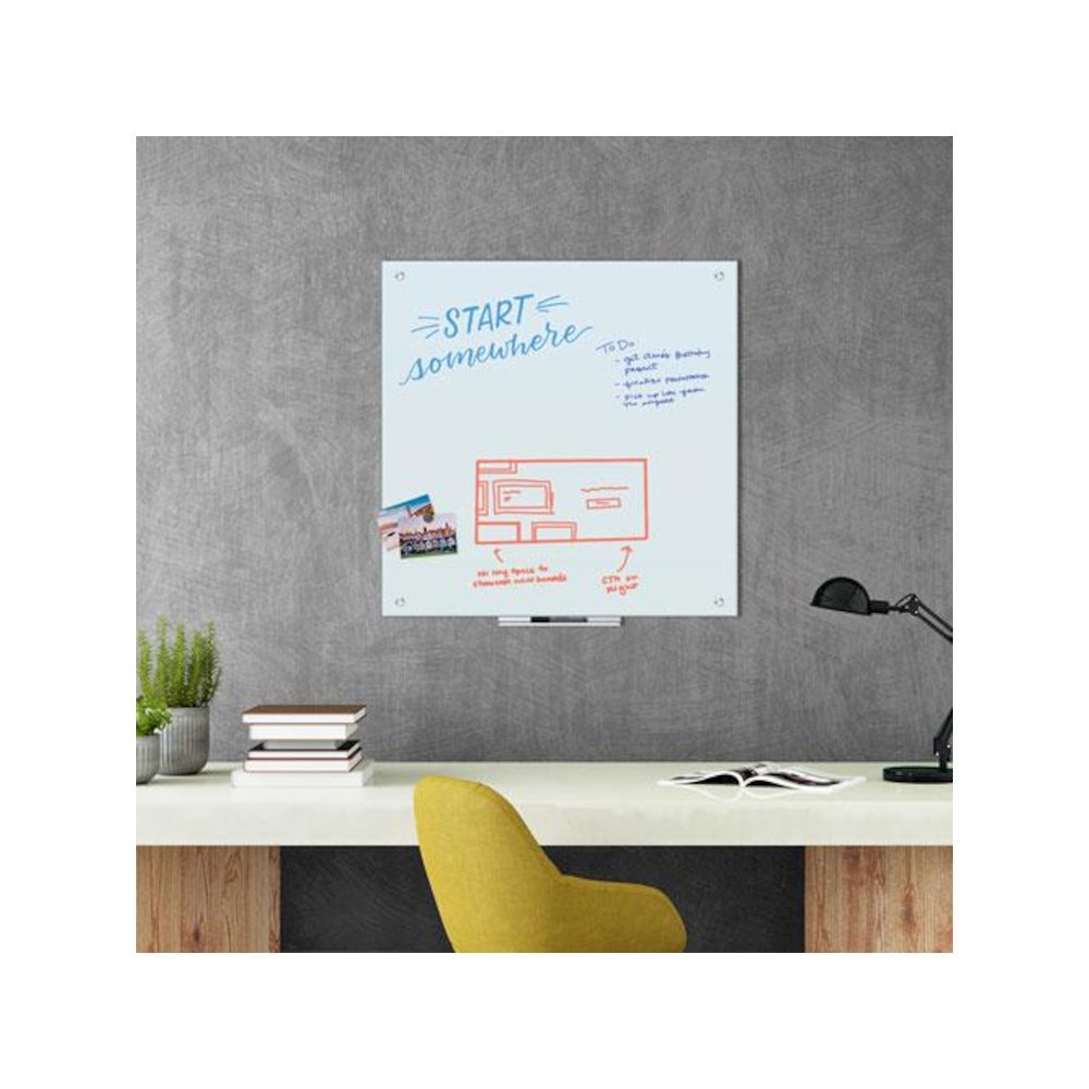 Magnetic Glass Dry Erase Board Value Pack, 36" x 36" (Actual Size: 35" x 35"), Frosted White Surface. Picture 2