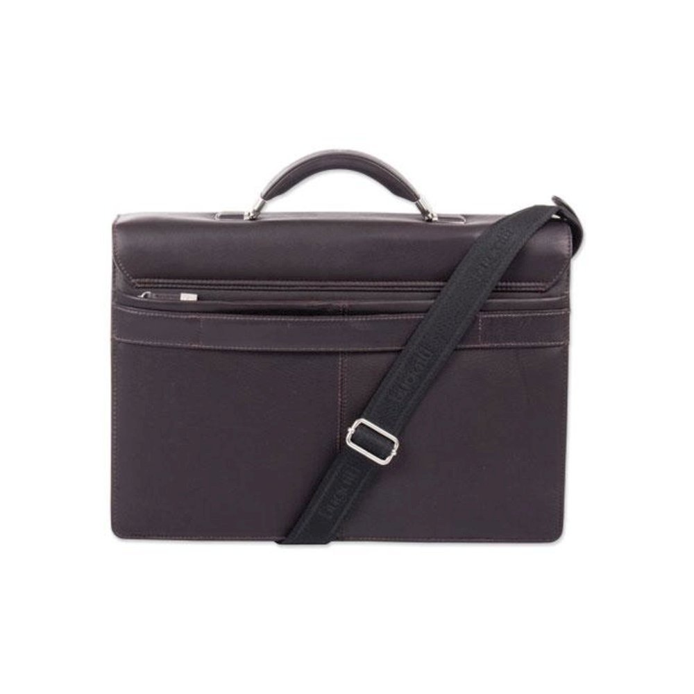 Milestone Briefcase, Fits Devices Up to 15.6", Leather, 5 x 5 x 12, Brown. Picture 5