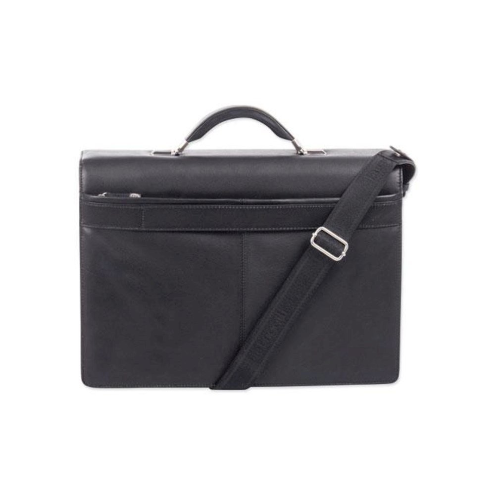 Milestone Briefcase, Fits Devices Up to 15.6", Leather, 5 x 5 x 12, Black. Picture 7
