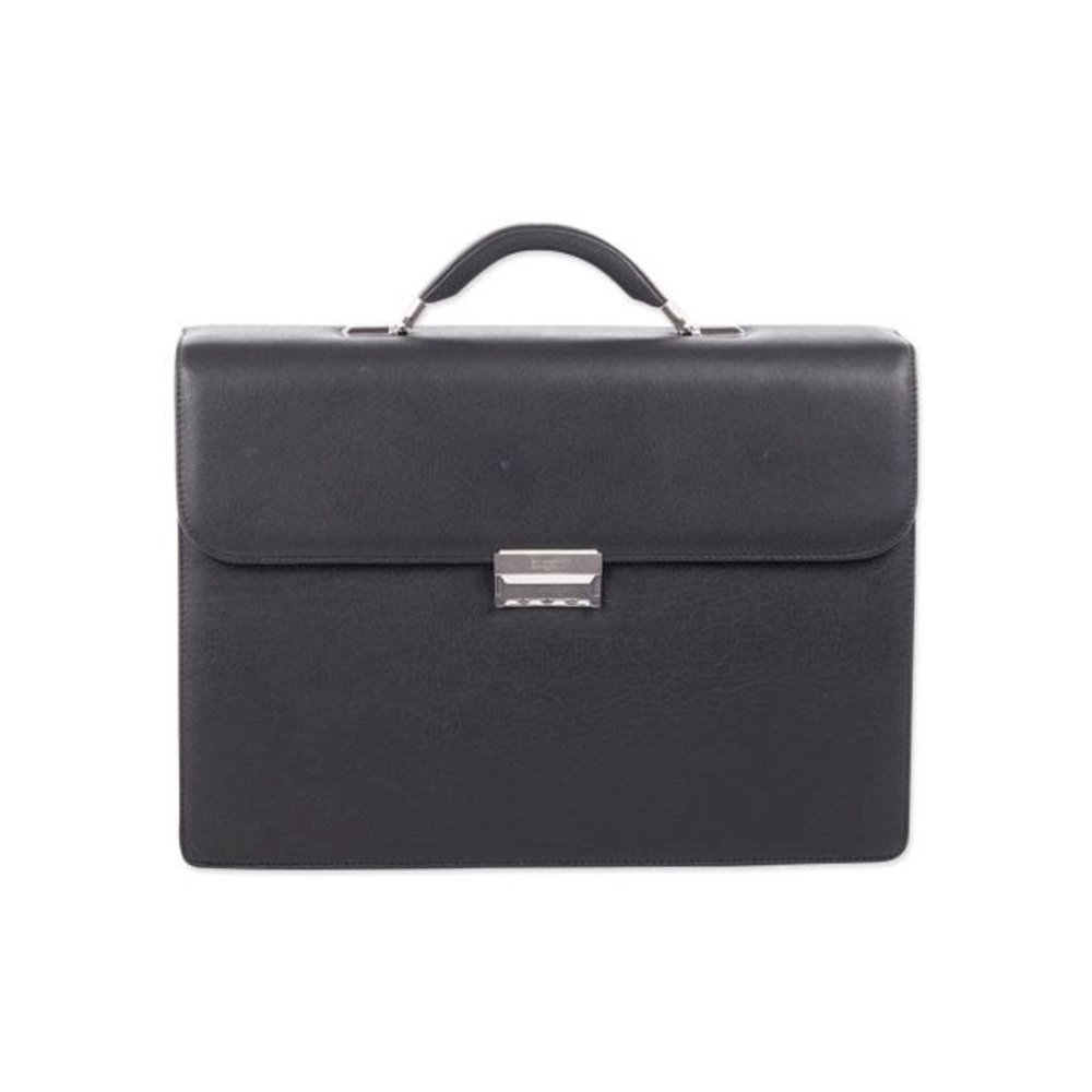 Milestone Briefcase, Fits Devices Up to 15.6", Leather, 5 x 5 x 12, Black. Picture 5