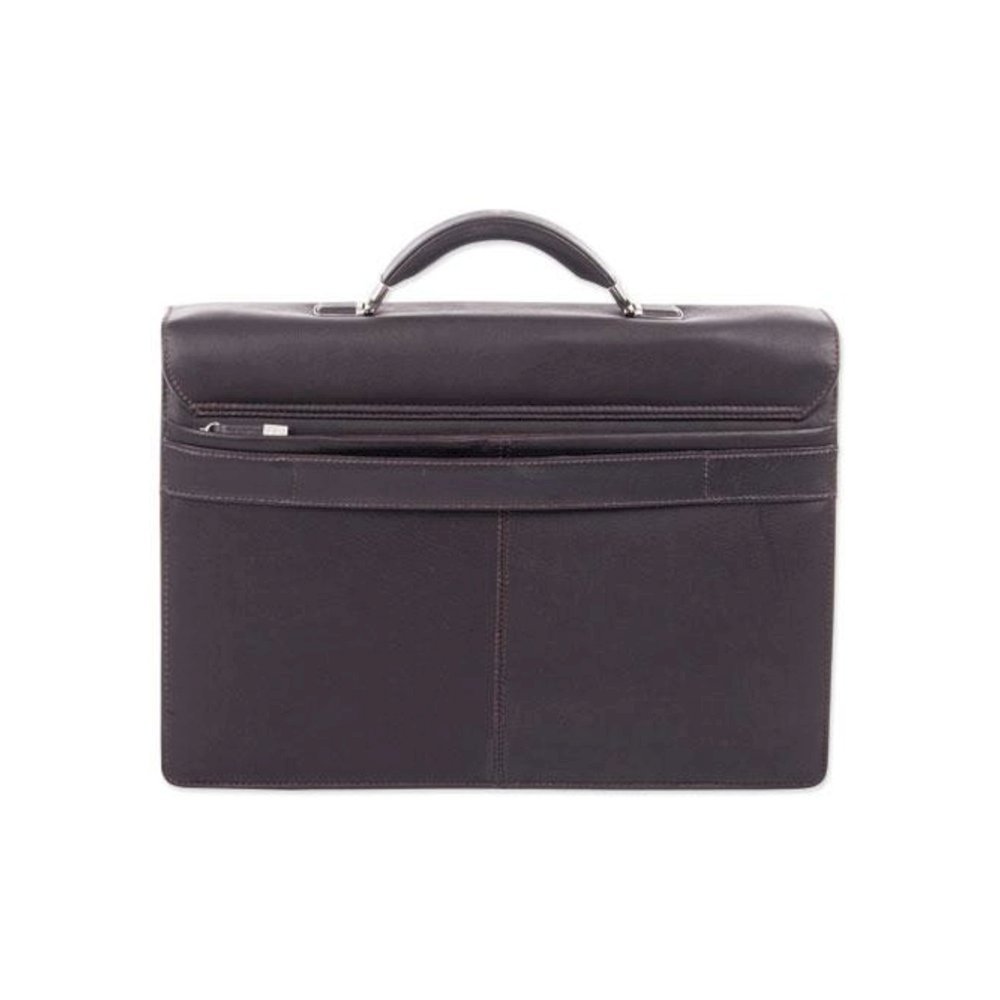 Milestone Briefcase, Fits Devices Up to 15.6", Leather, 5 x 5 x 12, Brown. Picture 6