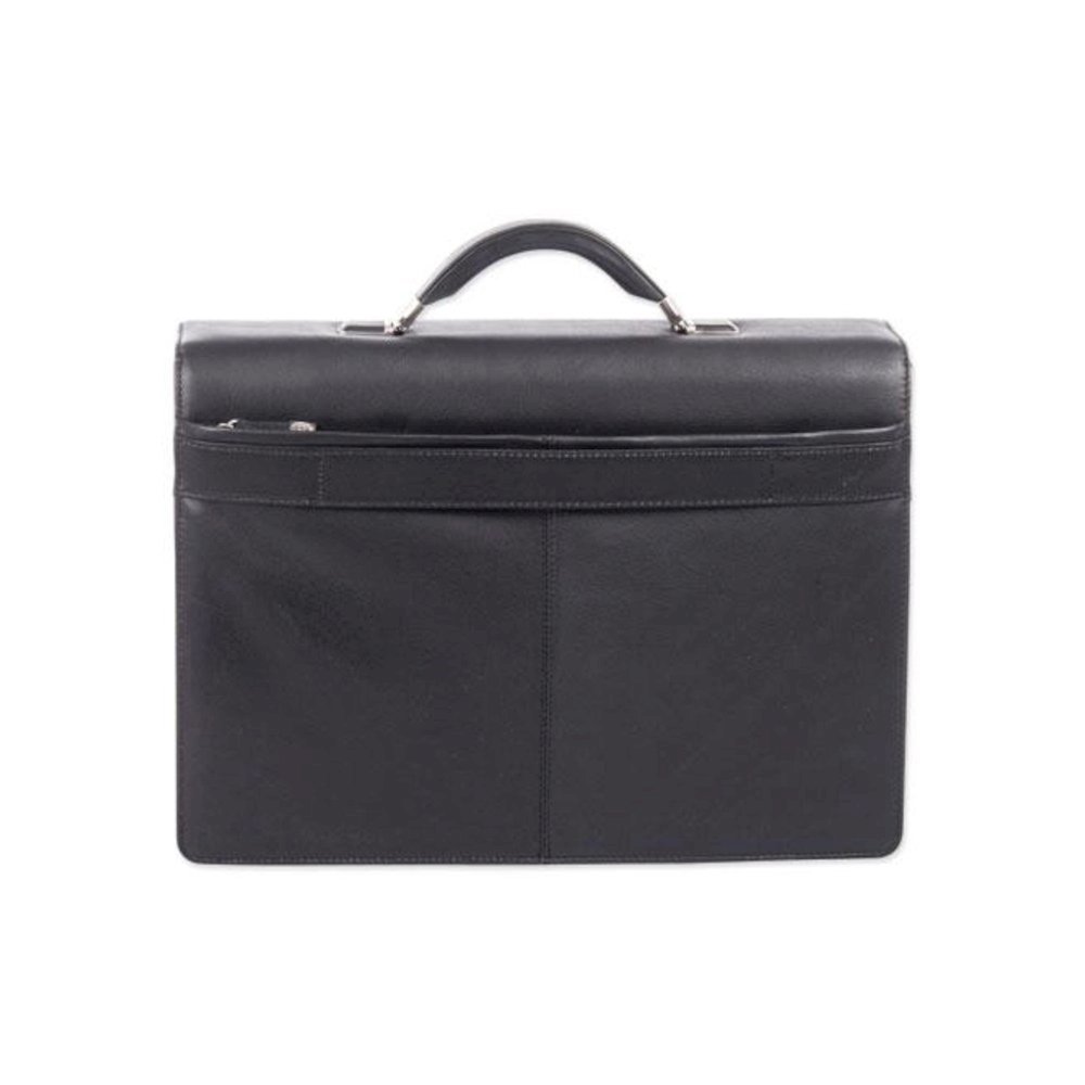 Milestone Briefcase, Fits Devices Up to 15.6", Leather, 5 x 5 x 12, Black. Picture 3