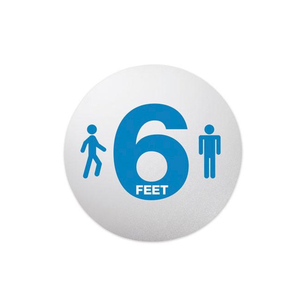 Personal Spacing Discs, 6 Feet Apart, 20" dia, Clear/Medium Blue, 6/Pack. Picture 1