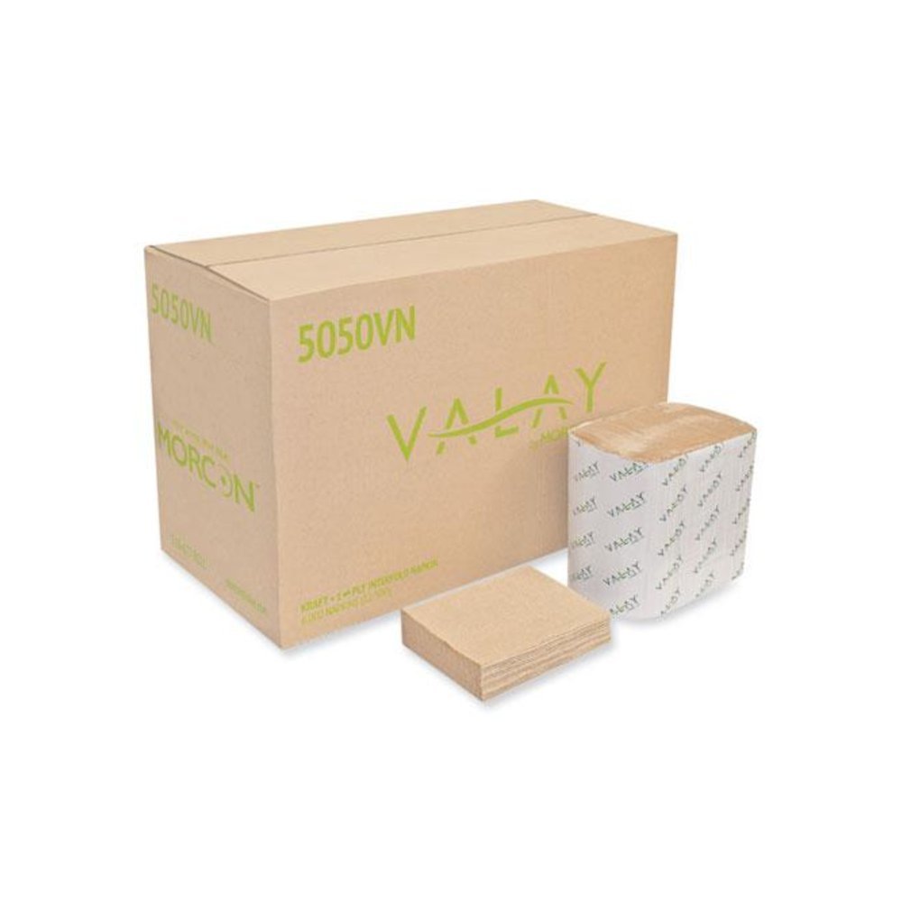 Valay Interfolded Napkins, 1-Ply, 6.3 x 8.85, Kraft, 6,000/Carton. Picture 1