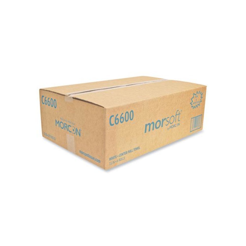 Morsoft Center-Pull Roll Towels, 2-Ply, 6.9" dia, White, 600 Sheets/Roll, 6 Rolls/Carton. Picture 4