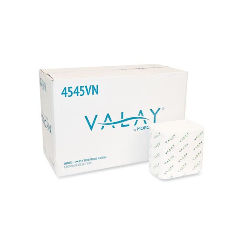 Valay Interfolded Napkins, 1-Ply, White, 6.5 x 8.25, 6,000/Carton. Picture 1