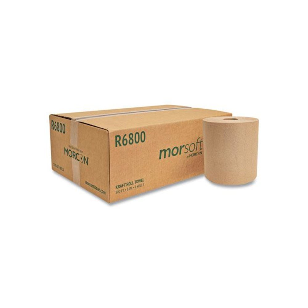 Morsoft Universal Roll Towels, 1-Ply, 8" x 800 ft, Brown, 6 Rolls/Carton. Picture 1