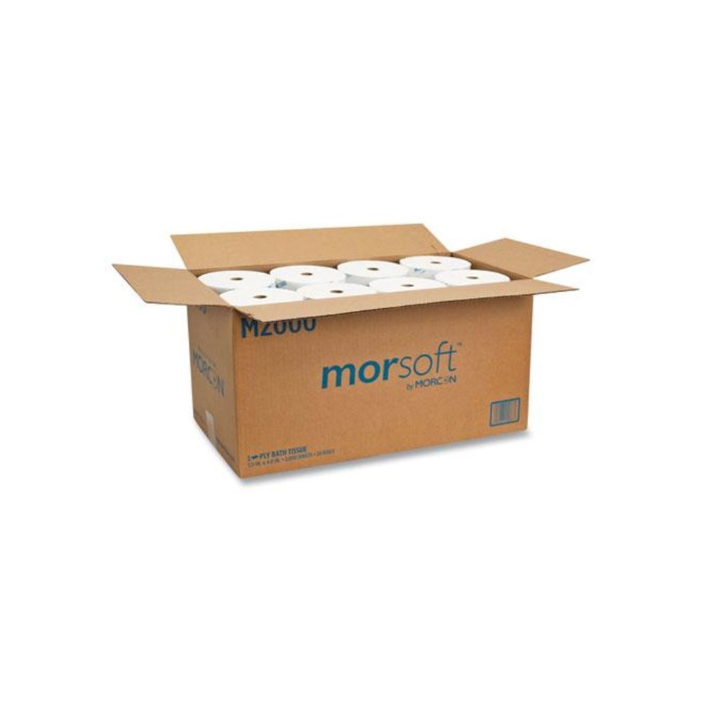 Small Core Bath Tissue, Septic Safe, 1-Ply, White, 2,000 Sheets/Roll, 24 Rolls/Carton. Picture 6