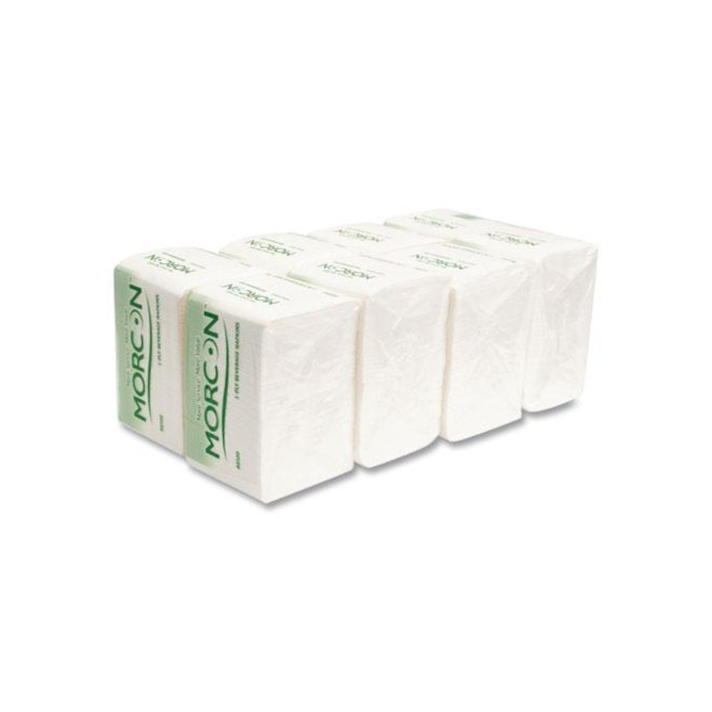 Morsoft Beverage Napkins, 1-Ply, 9 x 9, White, 500/Pack, 8 Packs/Carton. Picture 6