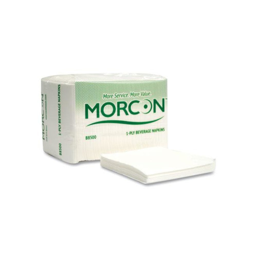 Morsoft Beverage Napkins, 1-Ply, 9 x 9, White, 500/Pack, 8 Packs/Carton. Picture 2