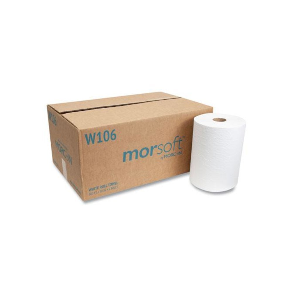 10 Inch Roll Towels, 1-Ply, 10" x 800 ft, White, 6 Rolls/Carton. Picture 1