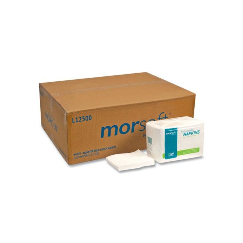 Morsoft 1/4 Fold Lunch Napkins, 1-Ply, 11.8 x 11.8, White, 6,000/Carton. Picture 1