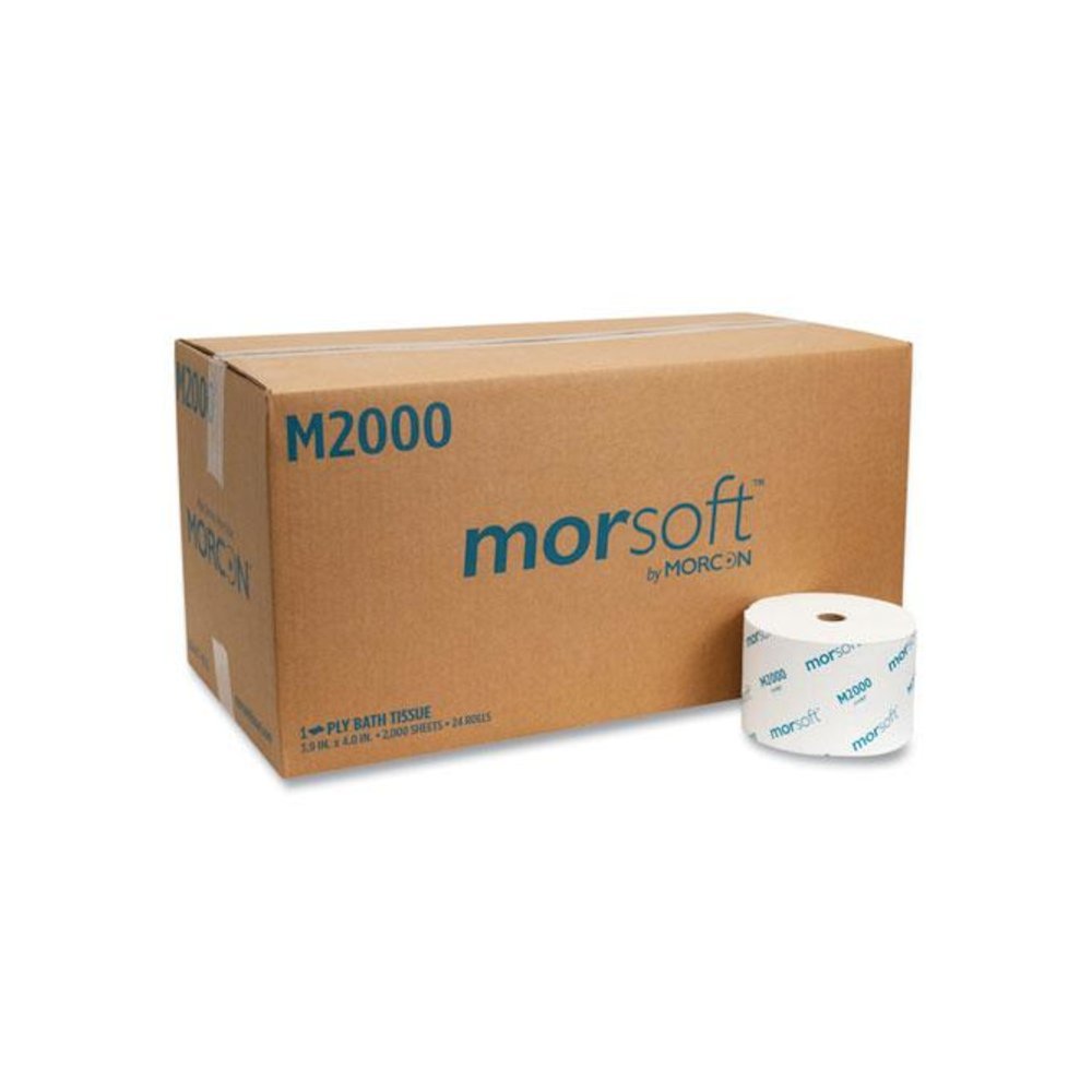 Small Core Bath Tissue, Septic Safe, 1-Ply, White, 2,000 Sheets/Roll, 24 Rolls/Carton. Picture 1
