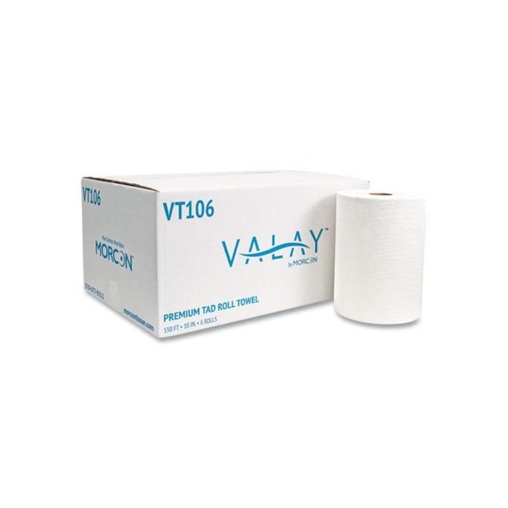 10 Inch TAD Roll Towels, 1-Ply, 10" x 550 ft, White, 6 Rolls/Carton. Picture 1