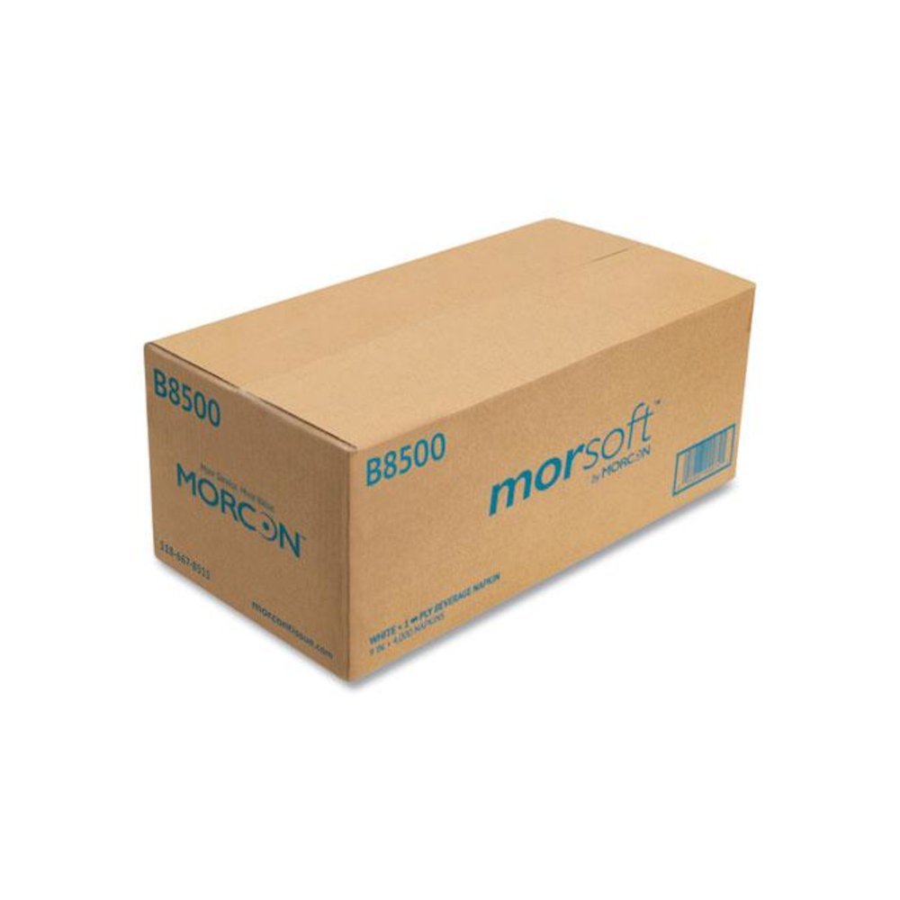 Morsoft Beverage Napkins, 1-Ply, 9 x 9, White, 500/Pack, 8 Packs/Carton. Picture 3