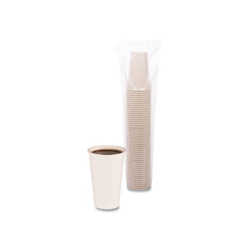 Paper Hot Cups, 16 oz, White, 50/Sleeve, 20 Sleeves/Carton. Picture 3