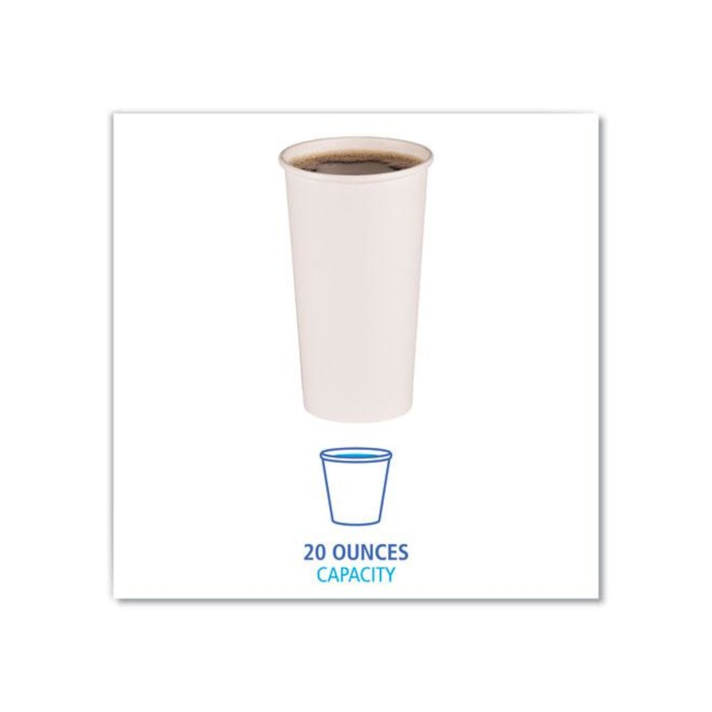 Paper Hot Cups, 20 oz, White, 50/Sleeve, 12 Sleeves/Carton. Picture 2