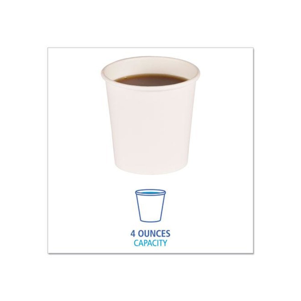 Paper Hot Cups, 4 oz, White, 50/Sleeve, 20 Sleeves/Carton. Picture 2