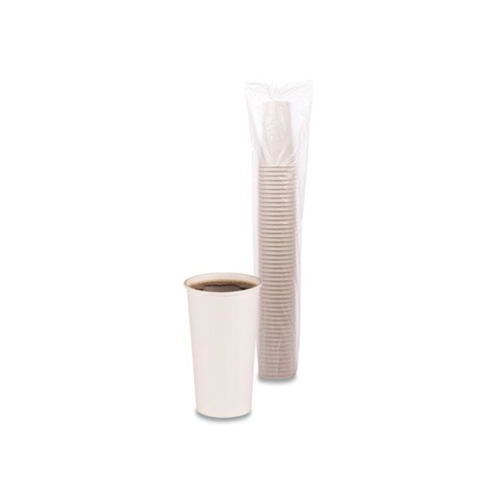 Paper Hot Cups, 20 oz, White, 50/Sleeve, 12 Sleeves/Carton. Picture 3
