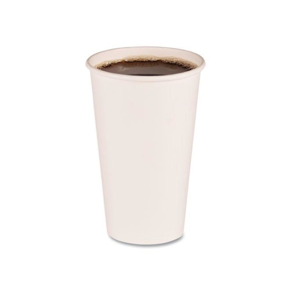 Paper Hot Cups, 16 oz, White, 50/Sleeve, 20 Sleeves/Carton. Picture 1
