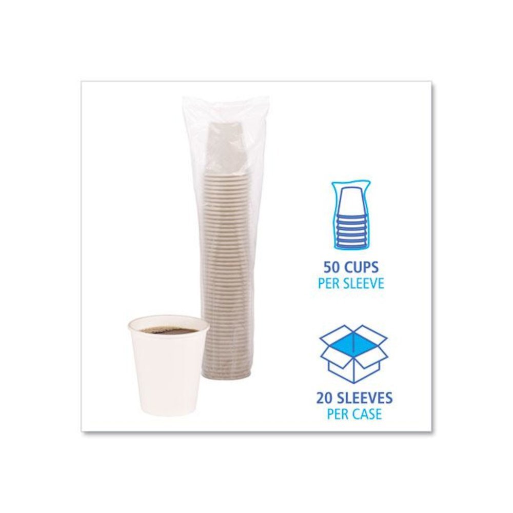Paper Hot Cups, 10 oz, White, 50/Sleeve, 20 Sleeves/Carton. Picture 4