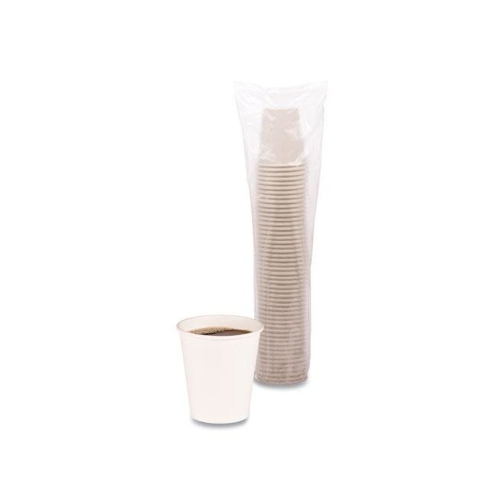 Paper Hot Cups, 10 oz, White, 50/Sleeve, 20 Sleeves/Carton. Picture 3