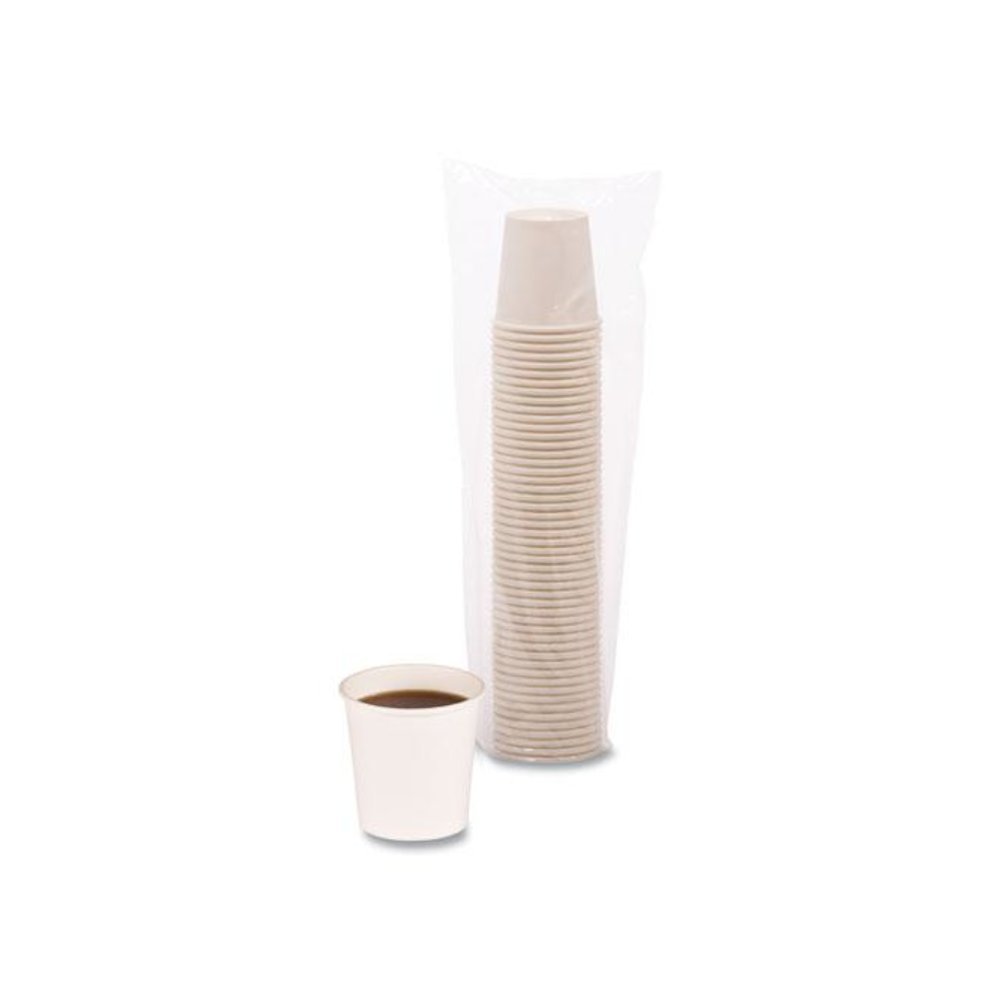 Paper Hot Cups, 4 oz, White, 50/Sleeve, 20 Sleeves/Carton. Picture 3