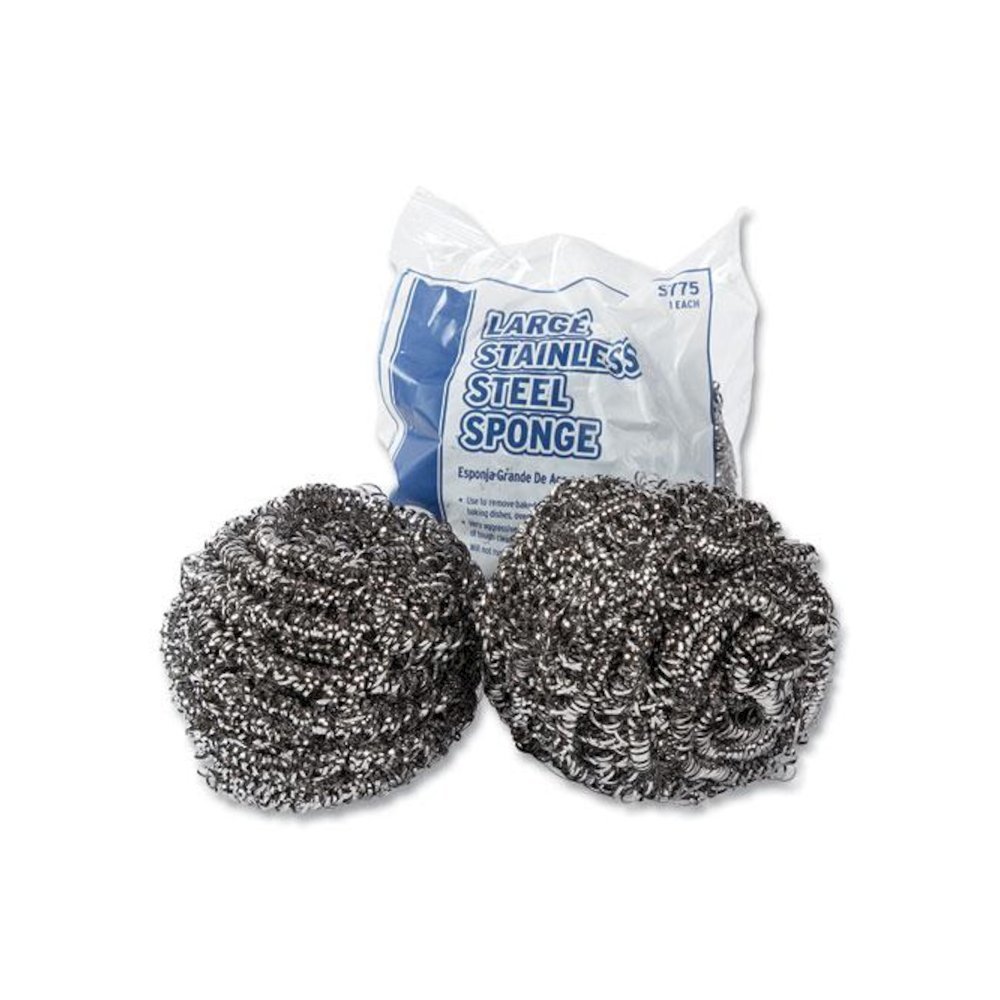 Stainless Steel Sponge, Polybagged, 1.75 oz, Gray, 12/Pack, 6 Packs/Carton. Picture 2