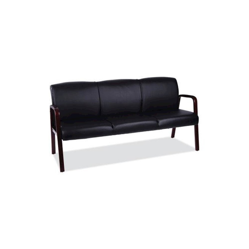 Alera Reception Lounge WL Series 3-Seat Sofa, 65.13" x 26.13" x 33", Black. Picture 1