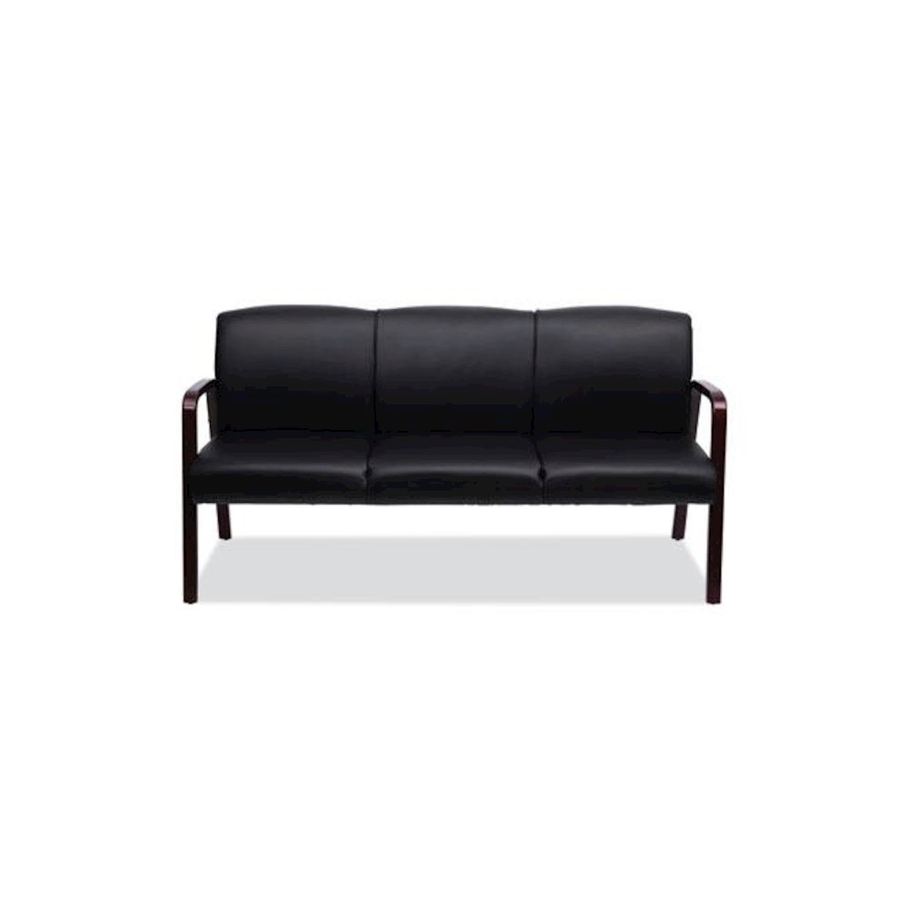 Alera Reception Lounge WL Series 3-Seat Sofa, 65.13" x 26.13" x 33", Black. Picture 2