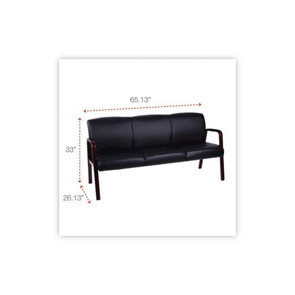 Alera Reception Lounge WL Series 3-Seat Sofa, 65.13" x 26.13" x 33", Black. Picture 6