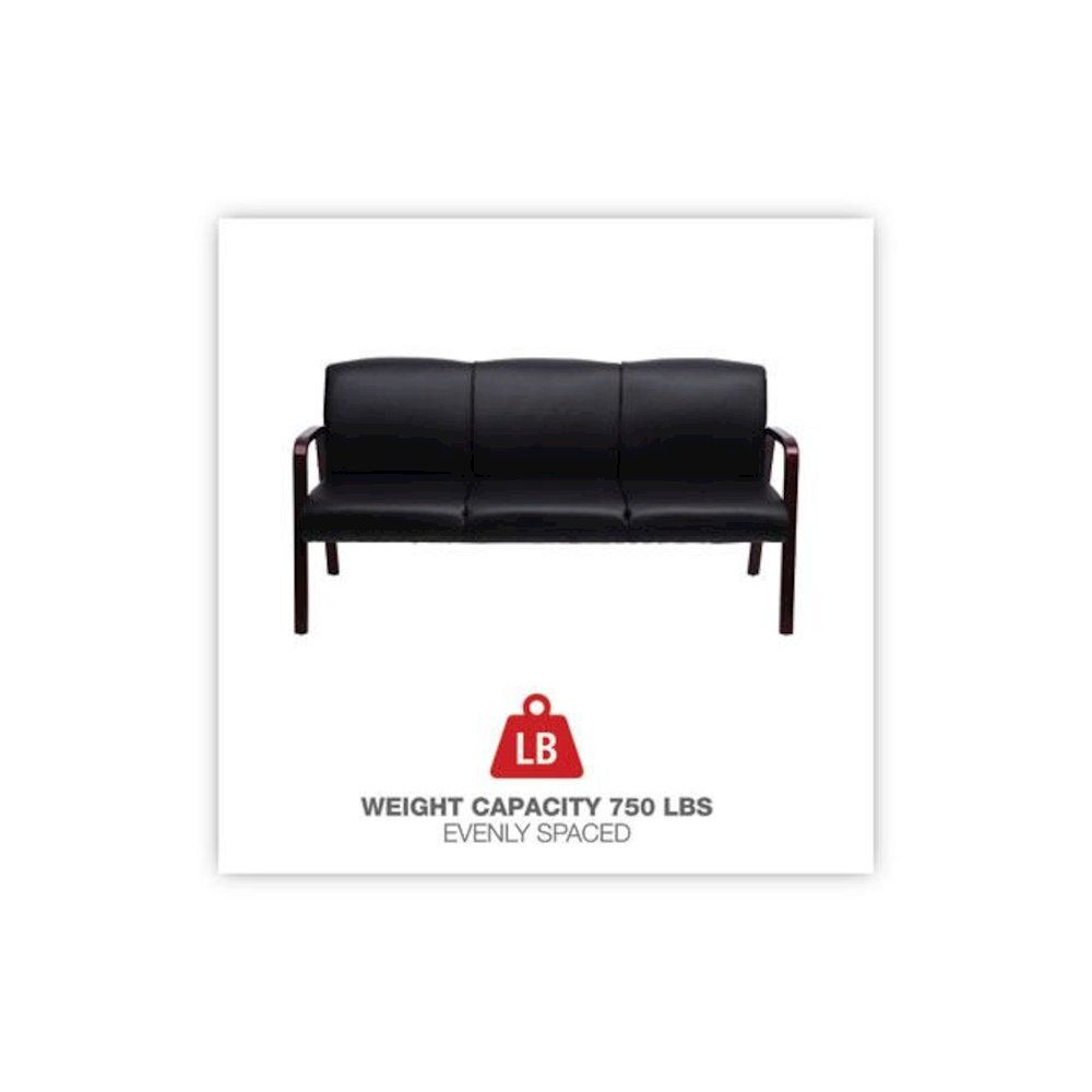 Alera Reception Lounge WL Series 3-Seat Sofa, 65.13" x 26.13" x 33", Black. Picture 8